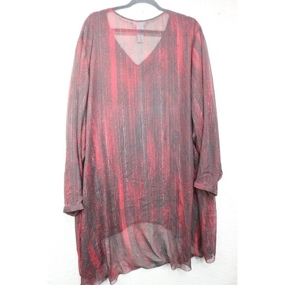 Catherine's Sheer Long Sleeve Wrap Top-Size 5XL-Beaded - Picture 8 of 9